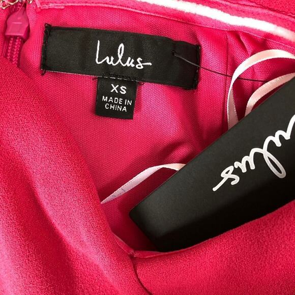 Lulus Love Me Tomorrow Jumpsuit Off The Shoulder Wide Leg Hot Pink NWT Size XS - Picture 9 of 12